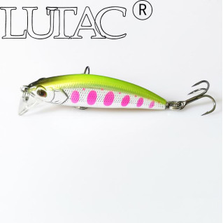 LURES LUTAC 50MM YELLOW GREEN TOP PINK DOTTED